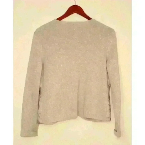 Chico's Gray Metalic Beaded Sequin Long Sleeve Woman's Cartigan US Size 10 - Picture 6 of 16